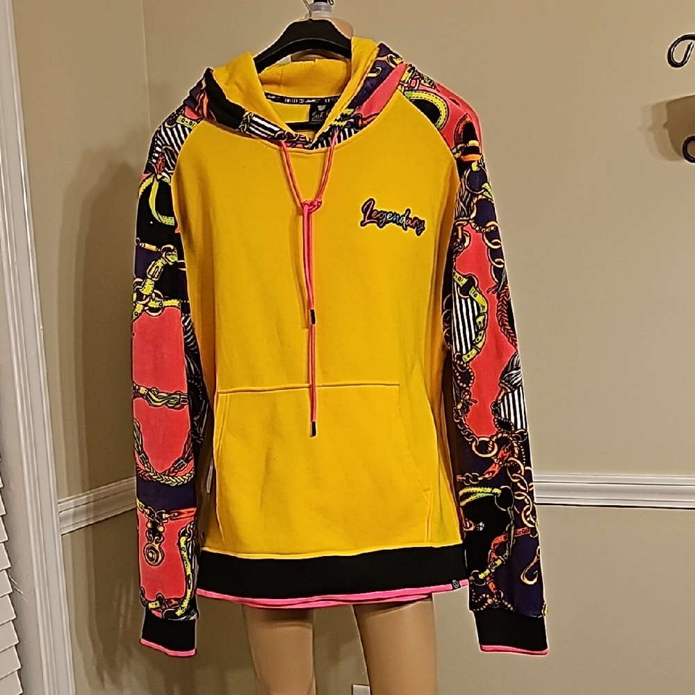 Vibrant Yellow and Multicolor Men's Hoodie